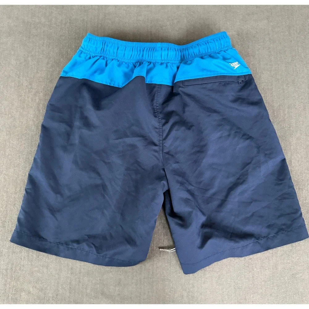 Speedo‎ Men Blue Athletic Swim Trunks Size M Lined Drawstring Summer Swim Beach